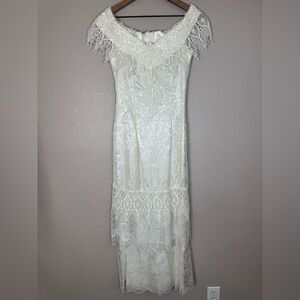 Loralie Original Vintage 90’s Off The Shoulder Lace Wedding Dress White size 4